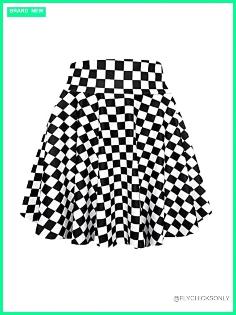 High Waisted Mini Flared Pleated Skater Skirt Polyester Cotton